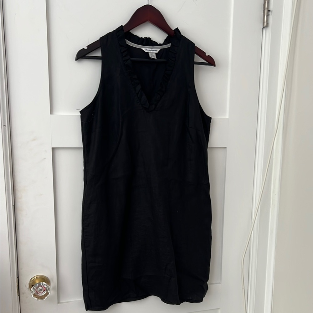 Tommy Bahama Black Sheath Halter Midi Dress